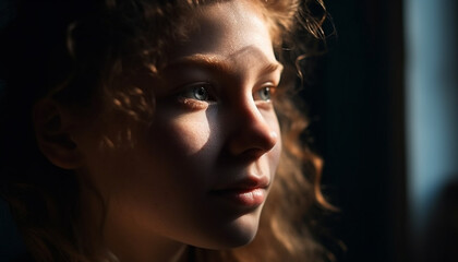 Young woman smiling in nature sunlight glow generated by AI