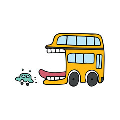 Vector illustration color children cartoon funny school bus clipart