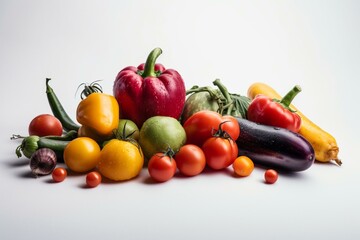 Fototapeta na wymiar Vegetables on white background. Generative AI