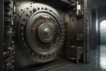 Obraz na płótnie Canvas Unlocking bank vault door. CGI. Generative AI