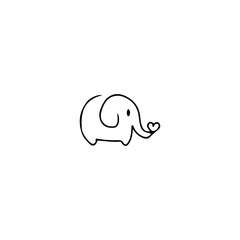 cute elephant doodle illustration vector