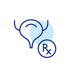 Bladder disease prescription drug. Urinary tract infection. Pixel perfect, editable stroke line design icon