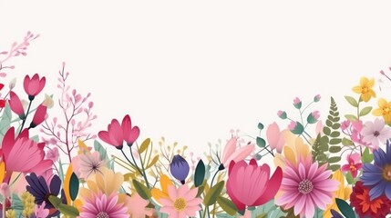 Beautiful spring flowers floral with copy space for text, AI generated