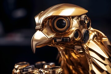 golden eagle metal robotic, generative ai generated technology