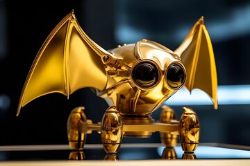 little golden bat metal robot, generative ai generated technology