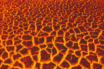 Landscape ground is full of lava, Lava ground background, Global warming.