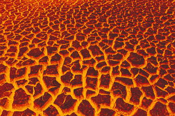 Landscape ground is full of lava, Lava ground background, Global warming.