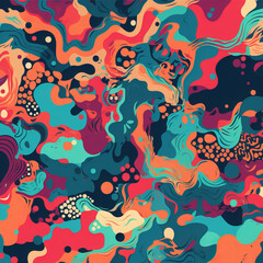 abstract pattern that features bright colors and intricate shapes