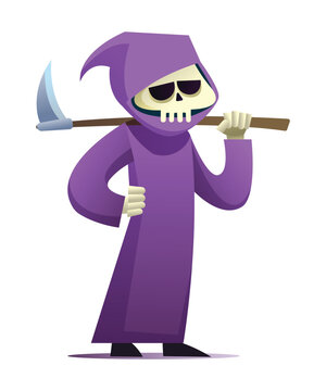 recommend clip art: Grim reaper character holding scythe cartoon illustration isolated on white background