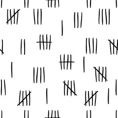 Tally mark seamless pattern isolate on white background.