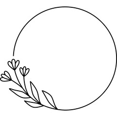 Hand drawn Round Frame with Plant