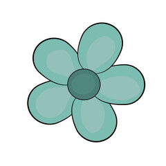 Simple green five petals flower