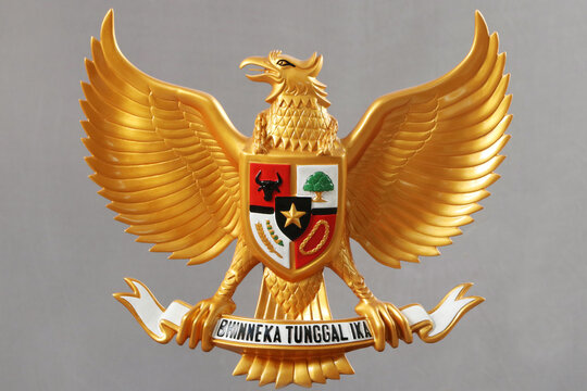 State emblem of Indonesia is called Garuda Pancasila, the national motto: "Bhinneka Tunggal Ika", roughly means "Unity in Diversity". Pancasila is foundational philosophical theory of Indonesia.