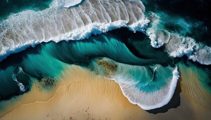 Majestic  Ocean Midday : A Stunning Aerial View with a Touch of Fantasy, Perfect as a Background Wallpaper for Your Devices. Breathtaking Serenity Captured in Every Detail Generative AI