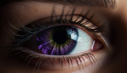 Obraz premium Caucasian woman eye staring into the camera generated by AI