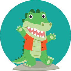 Happy Crocodille Cartoon Illustration