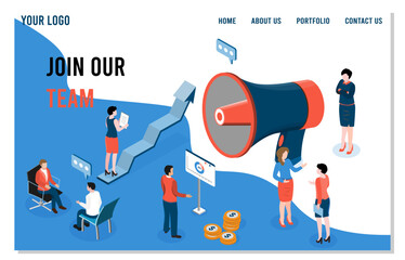 Website Landing page recruiting employees to join the business management team.