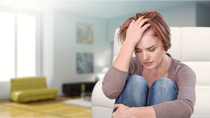 Anxiety concept with young woman has problems