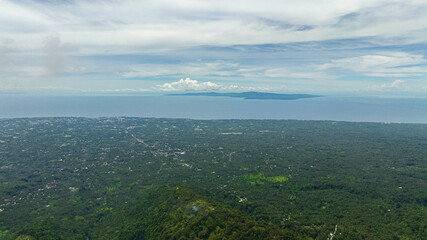 Top view of Dumaguete city is the capital of Negros Oriental, Philippines.