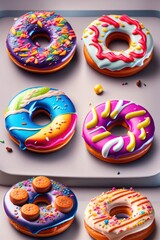colorful donuts isolated on white