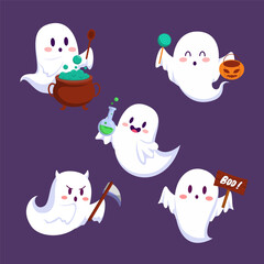 Happy Halloween (trick or treat) ghost object element party for invitation, banner or web page.