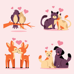 Obraz na płótnie Canvas Bundle set of animal in love vector