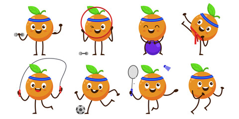 Obraz premium Bundle Set of fruit cartoon mascot vector