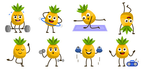 Bundle Set of fruit cartoon mascot vector