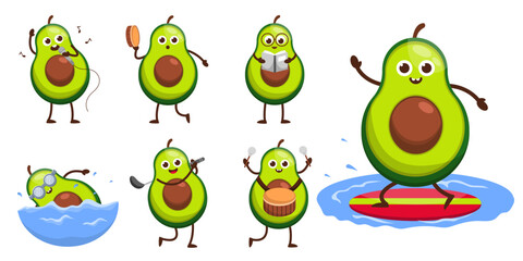 Obraz premium Bundle Set of fruit cartoon mascot vector
