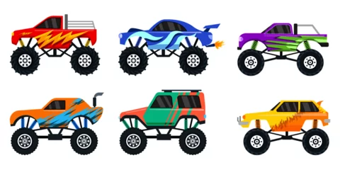 Stickers pour porte Course de voitures Set of beautiful design on offroad car vector