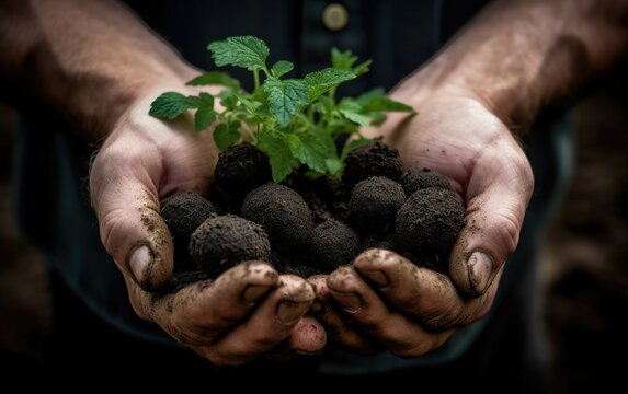 hands holding seedling