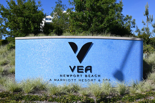 NEWPORT BEACH, CALIFORNIA - 22 APR 2023: aign at VEA Newport Beach, A Marriott Resort and Spa, in Newport Center adjacent to Fashion Island