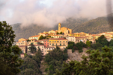 Little mountain village Marciana Alta near cable way to Monte Capanne, Island of Elba, Italy