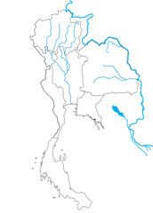 Thailand map with rivers and administration regions map