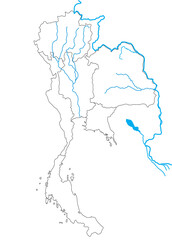 Thailand map with rivers and administration regions map