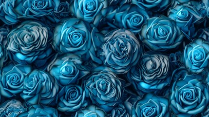 Seamless tile repeat pattern of blue roses exquisite hyper realistic