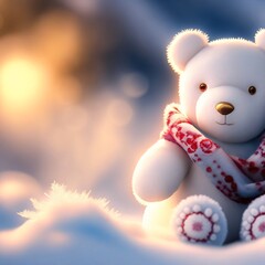 teddy bear in snow
