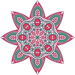 Abstract Pattern Mandala Flowers Plant Art Colorful Red Green 218