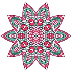 Abstract Pattern Mandala Flowers Plant Art Colorful Red Green 215
