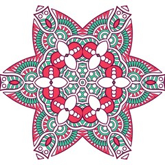 Abstract Pattern Mandala Flowers Plant Art Colorful Red Green 214