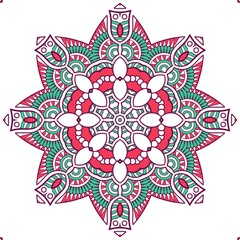 Abstract Pattern Mandala Flowers Plant Art Colorful Red Green 213