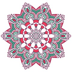 Abstract Pattern Mandala Flowers Plant Art Colorful Red Green 212