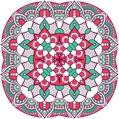 Abstract Pattern Mandala Flowers Plant Art Colorful Red Green 206