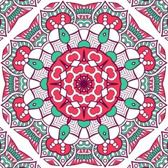 Abstract Pattern Mandala Flowers Plant Art Colorful Red Green 205