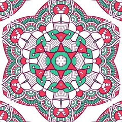 Abstract Pattern Mandala Flowers Plant Art Colorful Red Green 202