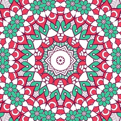 Abstract Pattern Mandala Flowers Plant Art Colorful Red Green 163