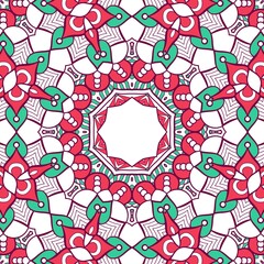 Abstract Pattern Mandala Flowers Plant Art Colorful Red Green 162