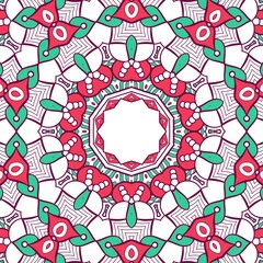 Abstract Pattern Mandala Flowers Plant Art Colorful Red Green 160