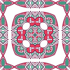 Abstract Pattern Mandala Flowers Plant Art Colorful Red Green 158