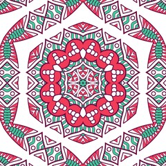 Abstract Pattern Mandala Flowers Plant Art Colorful Red Green 157